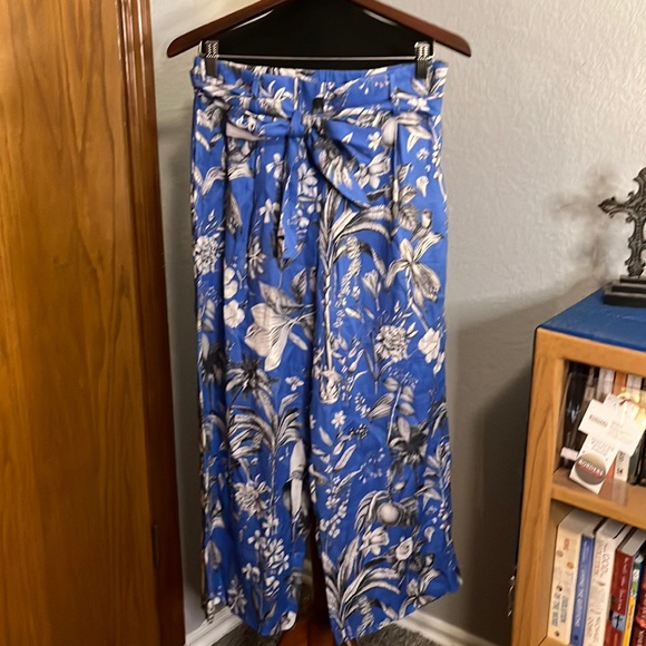 J. Crew Pants - J. Crew Wide Leg Botanical Print Linen Pants with Waist Tie
